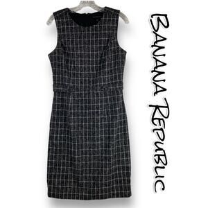 Banana Republic Tweed Windowpane Sheath Dress Womens Size 6